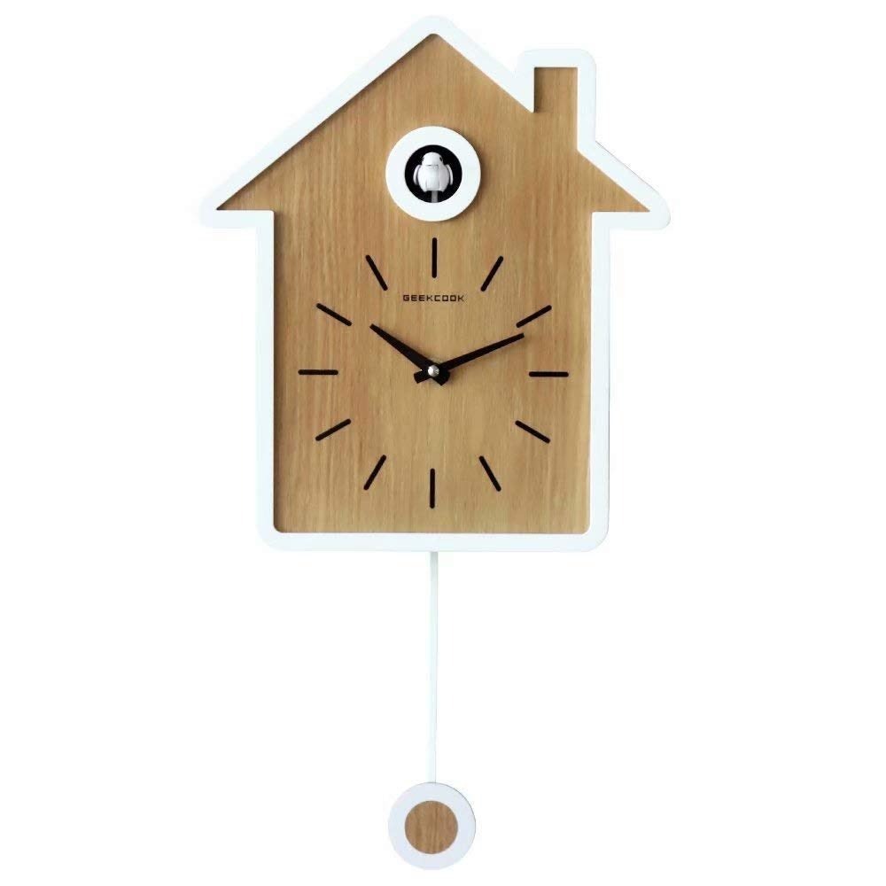 New SHISEDECO Modern Clock Wall Clock With Pendulum and Bird Natural Cuckoo Call